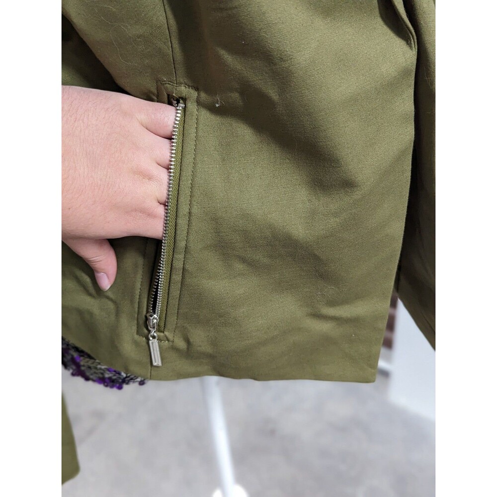 Grace Elements Size 16 Olive Green‎ Open Front Blazer Jacket - Picture 7 of 10